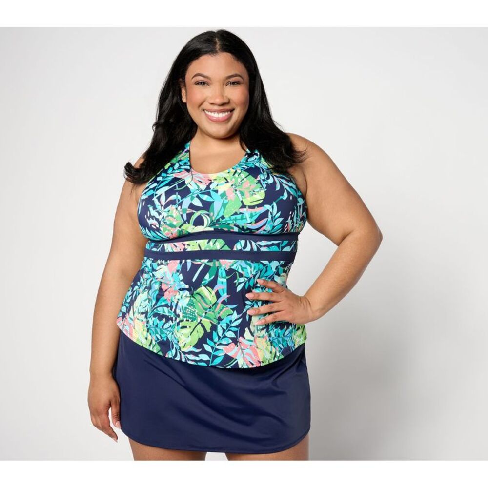 Gloria Vanderbilt Women's Swimsuit Sz 16 Denim & Co. Beach Multi-colored